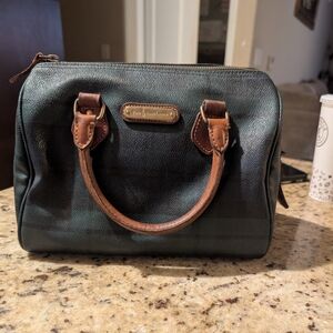Ralph Lauren Vintage Boston Bag Green Plaid *Rehab*